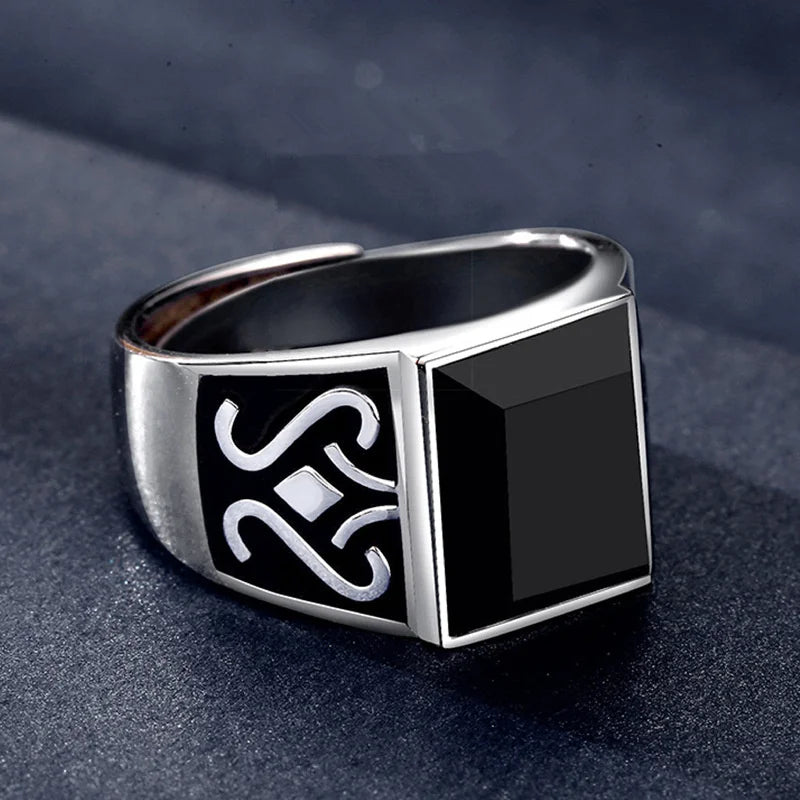 Stylish adjustable ring with a flower rectangle crystal design