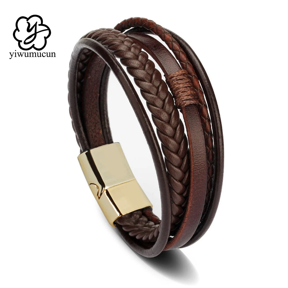 Men's Trendy Multilayer Bracelet - 21CM Stainless Steel Rope