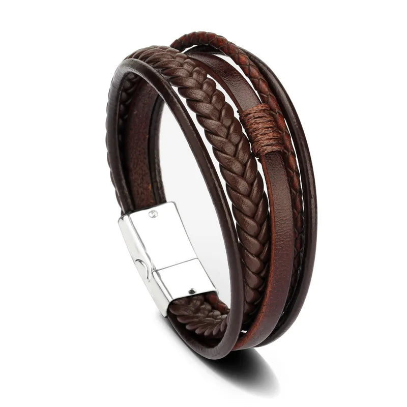 Men's Trendy Multilayer Bracelet - 21CM Stainless Steel Rope