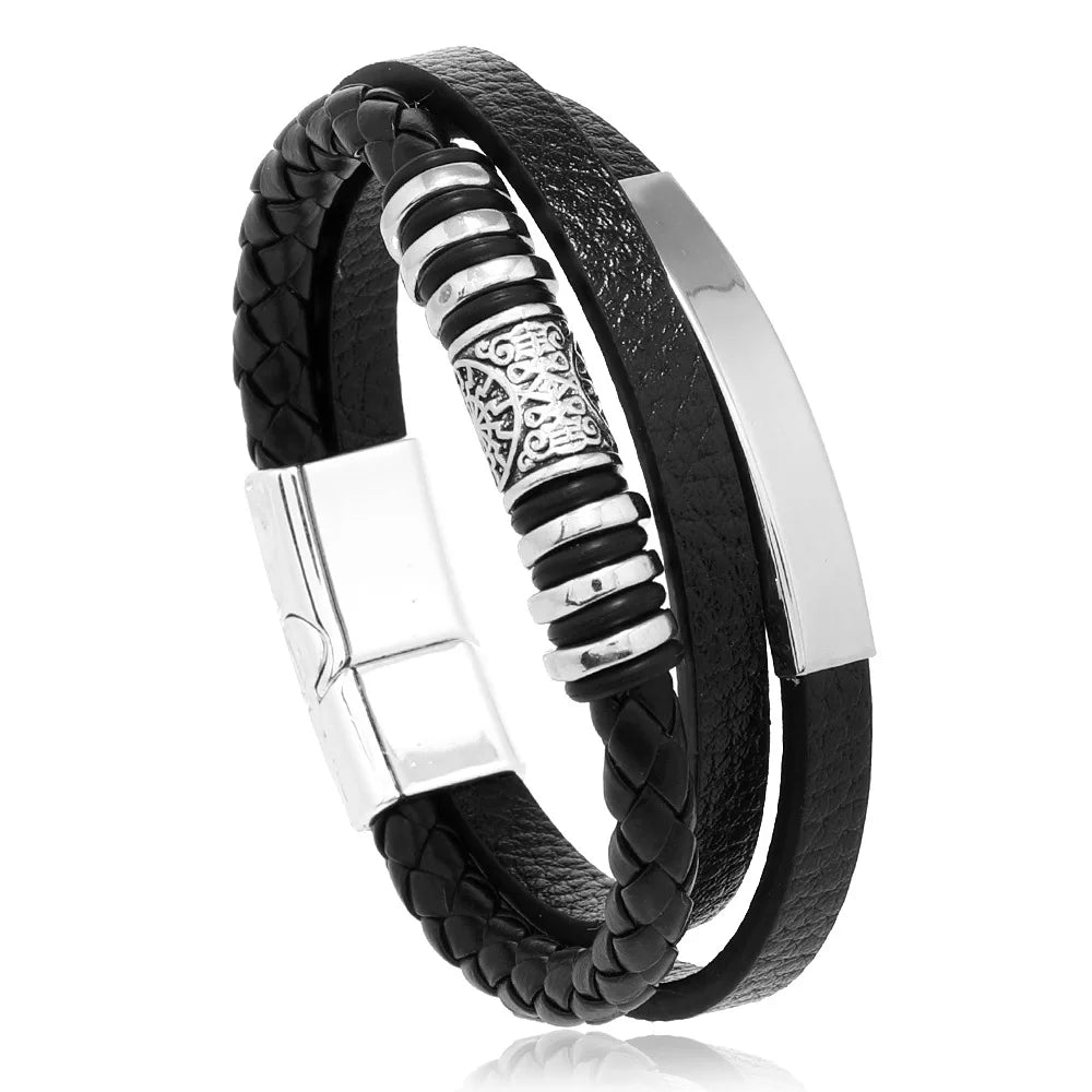 Men's Trendy Multilayer Bracelet - 21CM Stainless Steel Rope