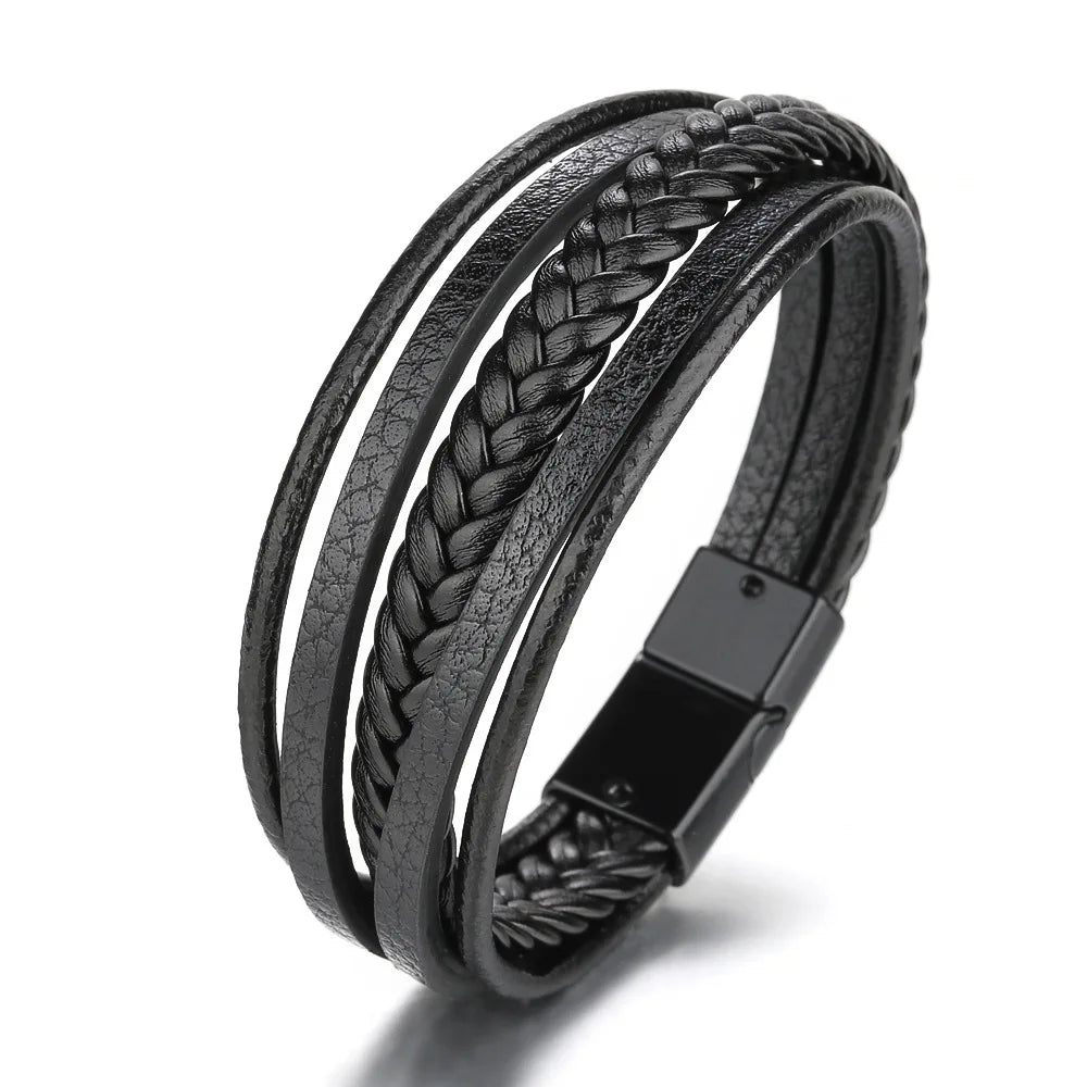 Men's Trendy Multilayer Bracelet - 21CM Stainless Steel Rope