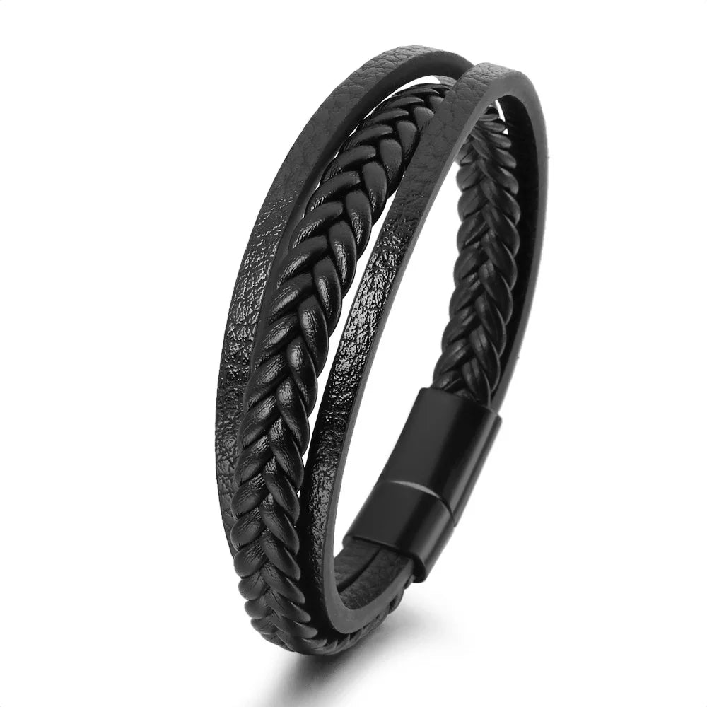 Men's Trendy Multilayer Bracelet - 21CM Stainless Steel Rope