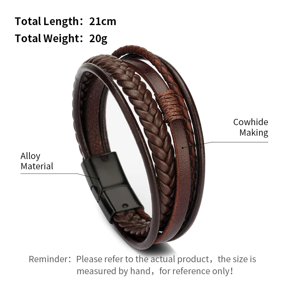 Men's Trendy Multilayer Bracelet - 21CM Stainless Steel Rope