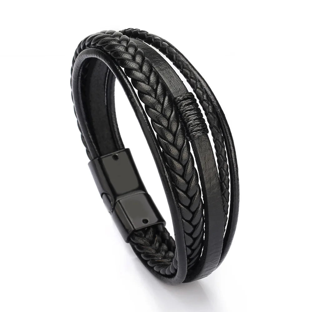 Men's Trendy Multilayer Bracelet - 21CM Stainless Steel Rope