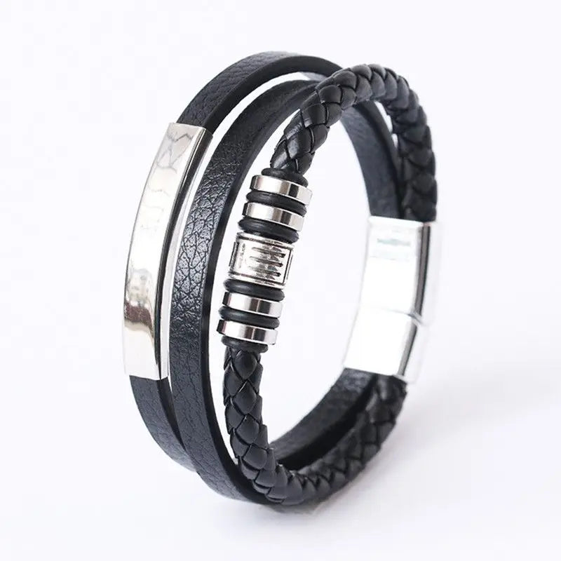 Men's Trendy Multilayer Bracelet - 21CM Stainless Steel Rope