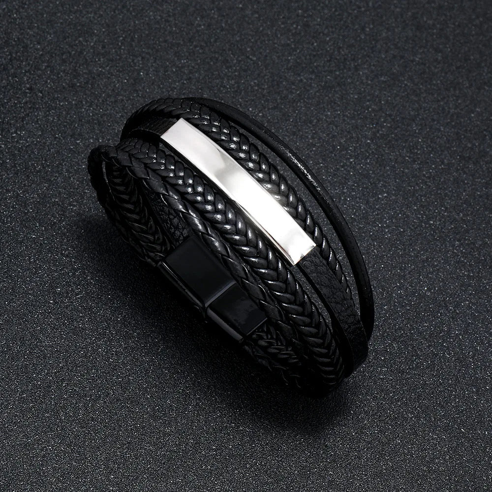 Men's Trendy Multilayer Bracelet - 21CM Stainless Steel Rope