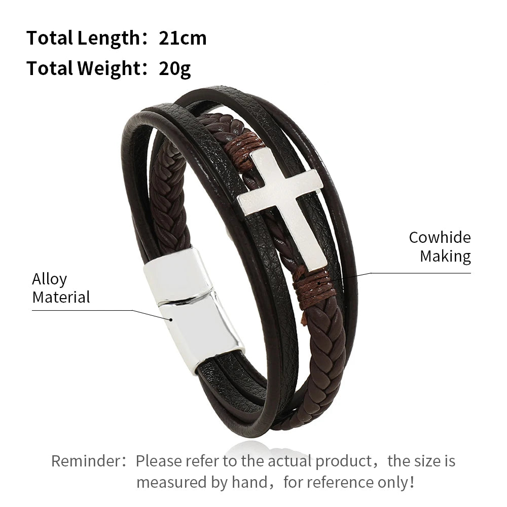 Men's Trendy Multilayer Bracelet - 21CM Stainless Steel Rope