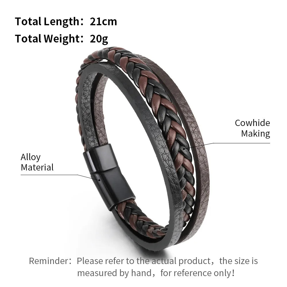 Men's Trendy Multilayer Bracelet - 21CM Stainless Steel Rope
